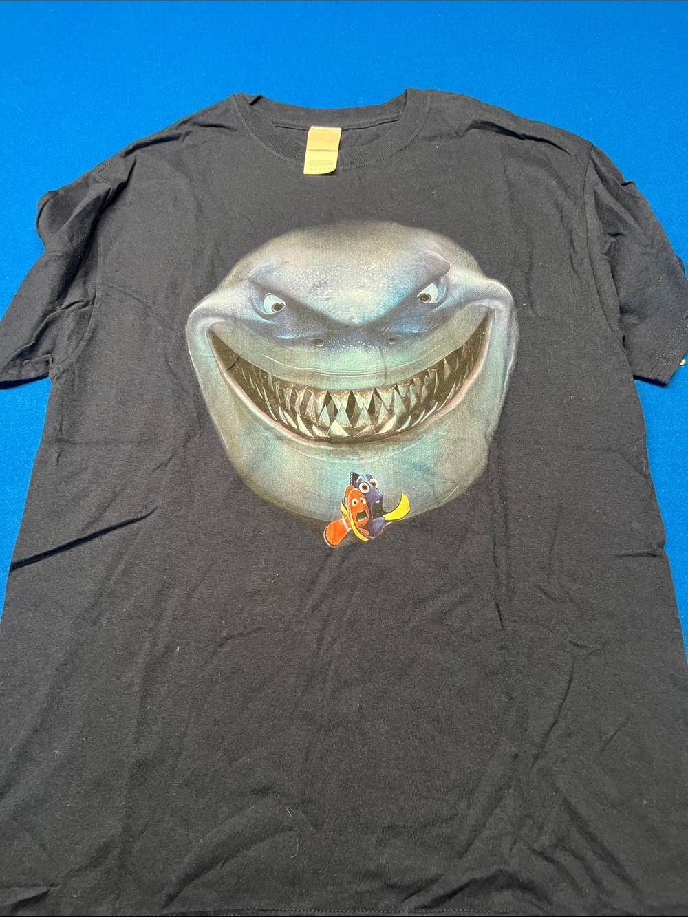 Disney Black Tee with Shark and Clownfish Graphic